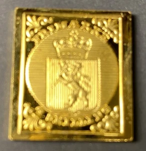 NORWAY 1855 GOLD ON SILVER STAMP ON STAMP INGOT STAMPS ON STAMPS 15139 - Picture 1 of 1