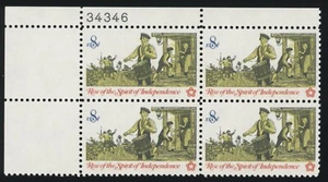 US - 1973 American Bicentennial-Drummer - SC# 1479 Plate Block of 4 Mint NH OG - Picture 1 of 2