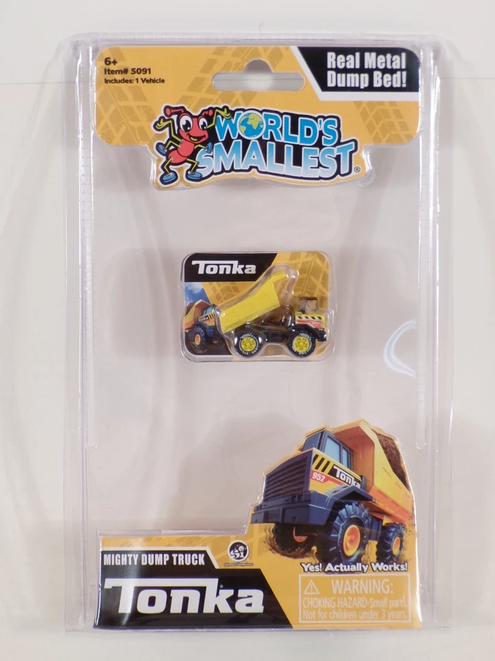 World's Smallest Mini TONKA Mighty Dump Truck Miniature Micro Toy Metal Dump Bed - Image 1 of 4