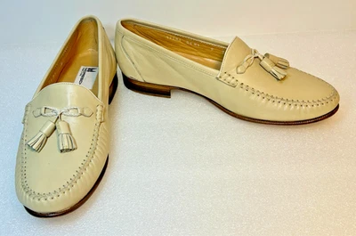 Moreschi 意大利奶油色皮革流苏乐福鞋男式 9 码 EU 43 正装鞋 — 第 1/4 张图片