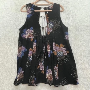 Camisa Free People Mujer Mediana Negra Preciosa Día Tanque Túnica Vestido Floral Boho - Imagen 1 de 10