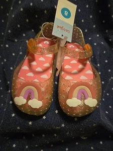New Toddler Girls Cat & Jack Rainbow Jelly Sandals Pink Glitter Size 8 Soft - Picture 1 of 5