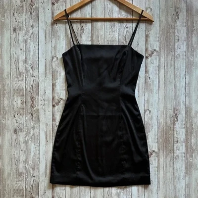 NWOT Aritzia sz 4 Sunday Best Shimmer Satin Dress Black Stretch Mini Flattering - Image 1 of 4