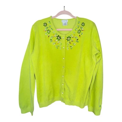Зеленый кардиган George Lime с драгоценными камнями цветочные украшения женский размер XL (16/18) - Изображение 1 из 4