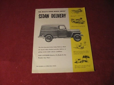 1950? Jeep Willys Sedan Delivery Sales Brochure Booklet Catalog Old Original - Image 1 of 3