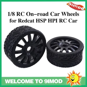 2PCS Black 1/8 RC Car Rubber Tyres Wheels for Redcat HPI HSP Hobao 1/8 On-road - Bild 1 von 8