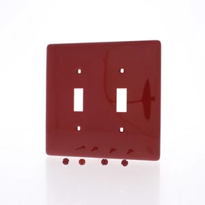 Hubbell NPJ2R Red 2-Gang Toggle Switch Unbreakable Mid-Size Wallplate Cover - Picture 1 of 4