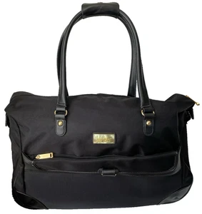 Nicole Miller Black Nylon Rolling Carry-On Weekend Bag Tote 20" Travel Luggage - Picture 1 of 11