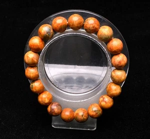Brazalete de cuentas redondas de cuarzo con piedras preciosas de madera silicificada natural de 10,7 mm AAAA - Imagen 1 de 6