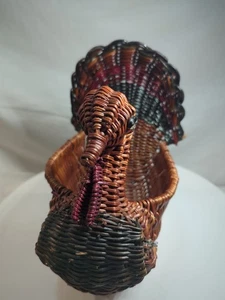 Vintage Wicker Turkey Woven Rattan Basket Planter Farmhouse Country Multicolored - Picture 1 of 7