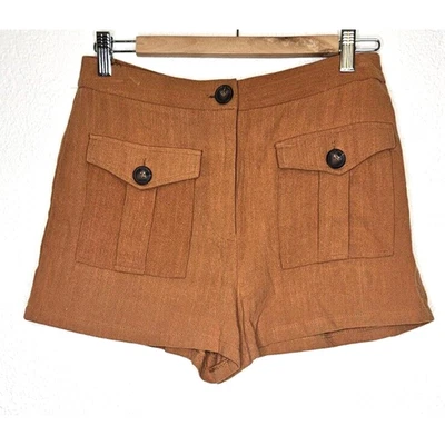 Pantalones Cortos Forever 21 Mujer Medianos Marrón Tejido Bolsillos Mezcla de Lino Chic Preppy Nuevos con Etiquetas Foto 1 de 4