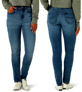 Pantalones de mezclilla ajustados ajustados de tiro alto Lee Heritage para mujer azules talla 8/medianos - Imagen 1 de 14
