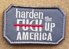 haren the F**K UP AMERICA US USA RED LINE HOOK LOOP PATCH EMBROIDERED BADGE GRAY
