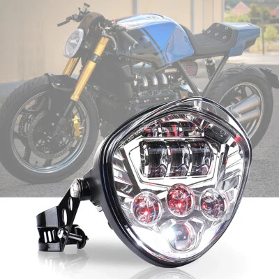 Faro LED de 7" rojo haz alto/bajo DRL con soporte para K75 R100 Bobber Café Racer Foto 1 de 4