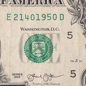 February 14 1950 Valentines Birthday Anniversary Date Note $1 Dollar Bill 2013 - Picture 1 of 3