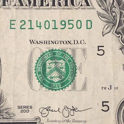 February 14 1950 Valentines Birthday Anniversary Date Note $1 Dollar Bill 2013 - Image 1 of 3