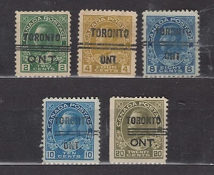 1922/32 #107xx 2¢ #110xx 4¢ #112xx 8¢ #116xx 10¢ #120xx 50¢ 5 CITY PRECANCEL - Picture 1 of 1