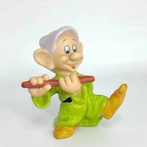 Dwarf Dopey with a Flute Figurine Disney Snow White Vintage Matte Finish - Picture 1 of 6
