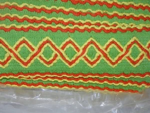Vtg Wide Orange Green Trim Edging 3.25" Retro 24 yard bolt bold Diamond Latin - Picture 1 of 6