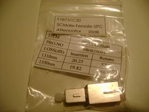 Fiber Optic Attenuator, SC/UPC 20dB FIS F1-8731C20 New in Original Bag - Picture 1 of 1