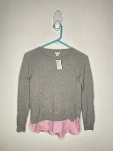 Crewcuts Sweater Girls Size 12 Gray Mock Layer Gray Pink Long Sleeve - Picture 1 of 4