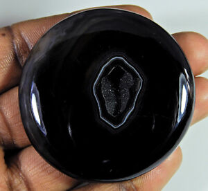 Natural Black Onyx Druzy Agate Round Cabochon Loose Gemstone 52X52X08MM