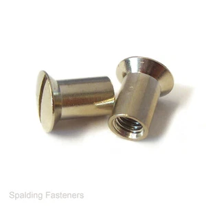 SLEEVE BARREL NUTS RAISED SLOTTED HEAD METRIC NICKEL/BRASS M4 M5 M6 - Picture 1 of 1
