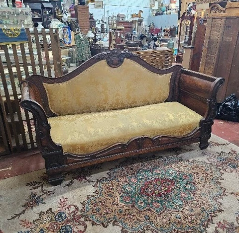 Antique Biedermeier Style Heavily Inlaid Walnut Sofa Couch Settee Cover