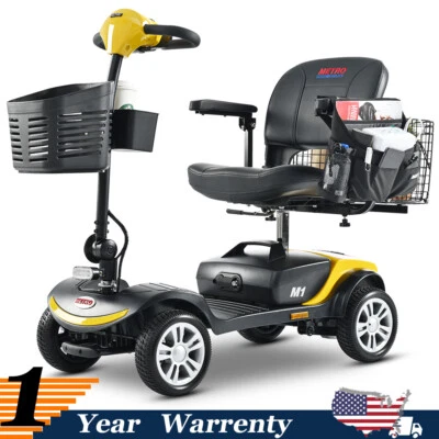 Scooter de movilidad de viaje de 4 ruedas motor 300 W 10 millas 300 lb capacidad adulto amarillo Foto 1 de 4