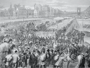 1871 Print FRANCE CAPITULATION OF PARIS THE PONT DE NEUILLY Franco Prussian War - Picture 1 of 2