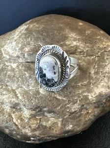 Damenring weißer Büffel Türkis Navajo Sterlingsilber Größe 7 18586 - Bild 1 von 14