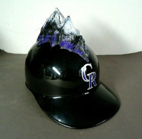 Colorado Rockies 1993 Inaugural Season Plastic Batting Helmet, Mountains on Top Cover