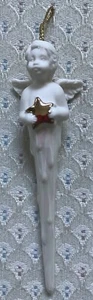 Cherub White Icicle Christmas/Holiday Ornament Holding a Gold Star! - Bild 1 von 5