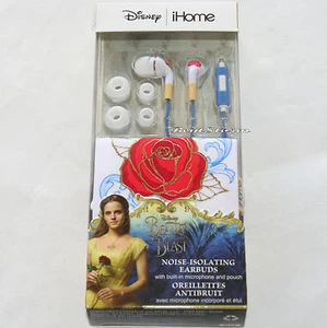 iHome Disney Beauty & The Beast Belle Noise Isolating Earbuds Red Rose Pouch Box - Picture 1 of 7