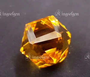 Piedra preciosa suelta de citrino amarillo con forma de cubo brillante dorado de 50 quilates para colgante - Imagen 1 de 6