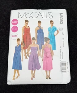 McCall's UNCUT Easy Pattern M6353 Misses Size 6-8-10-12-14 Knit Pullover Dress - Picture 1 of 9