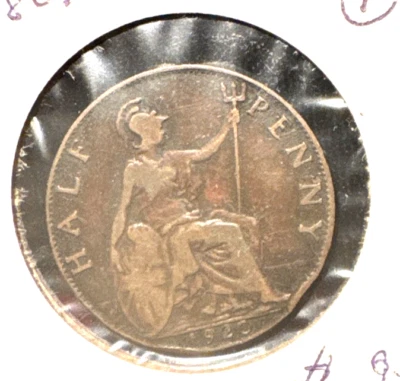 Great Britain 1920 half penny KM 809 VF (1) - Image 1 of 2