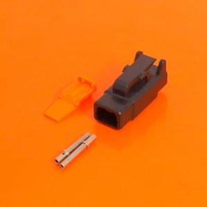 Deutsch DTM Series 2 Way Black Plug Connector Kit DTM06-2S-E004 Pins & Wedgelock - Picture 1 of 4