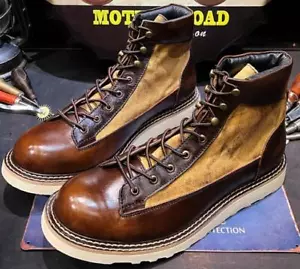 Scarpe stringate uomo nuove colore inglese splicing pelle stivaletti moto - Foto 1 di 6
