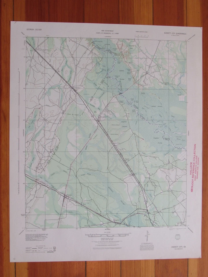 Mapa Topográfico Everett City Georgia 1944 Original Vintage USGS Foto 1 de 1