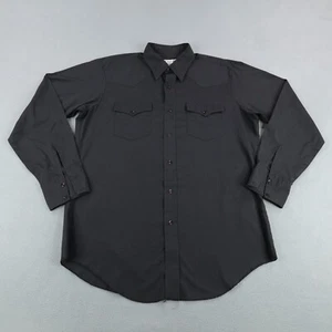 Vintage H Bar C Shirt Mens XL Black Western Button Up Rodeo Rancher Cowboy Work - Picture 1 of 9