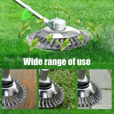 Hoja recortadora indestructible plateada de 6" - Cabezal de cepillo de alambre para recortadoras de cuerdas Foto 1 de 4