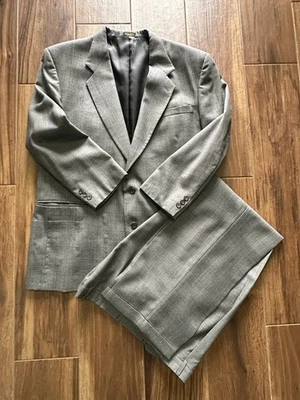 Traje Oscar De La Renta Dos Piezas Hombre 44R Gris Rayas Pantalones 44x32 Foto 1 de 4