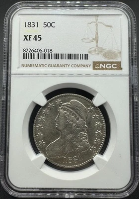 Medio dólar de plata busto tapado 1831 NGC XF45 11XAB25 Foto 1 de 4