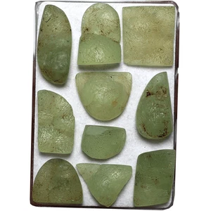 10 PC Natural Botryoidal Prehnite Raw Surface 16mm-30mm Druzy Cabochon Gemstones - Picture 1 of 11