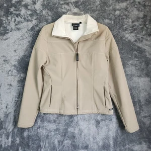 Athleta Jacket Womens Size Medium Tan Brown Full Zip Fleece Lined Zip Pockets - Picture 1 of 9