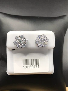 925 Sterling Silver 2.83CT Moissanite Screw Back Unisex Earrings - Picture 1 of 13