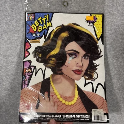 Peluca Betty Bam negra amarilla dama pelo cara pintor años 50 cómic arte pop moda niña Foto 1 de 4