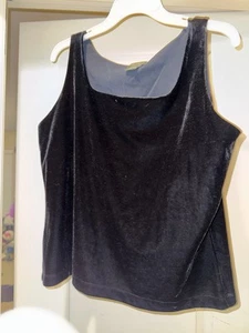 Eddie Bauer black stretch velvet tank top built-in bra Size XL - Picture 1 of 8