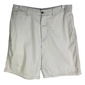Club Room Chino Shorts Mens 32 Cream Flat Front 8.5" Inseam Classic Cotton - Picture 1 of 8